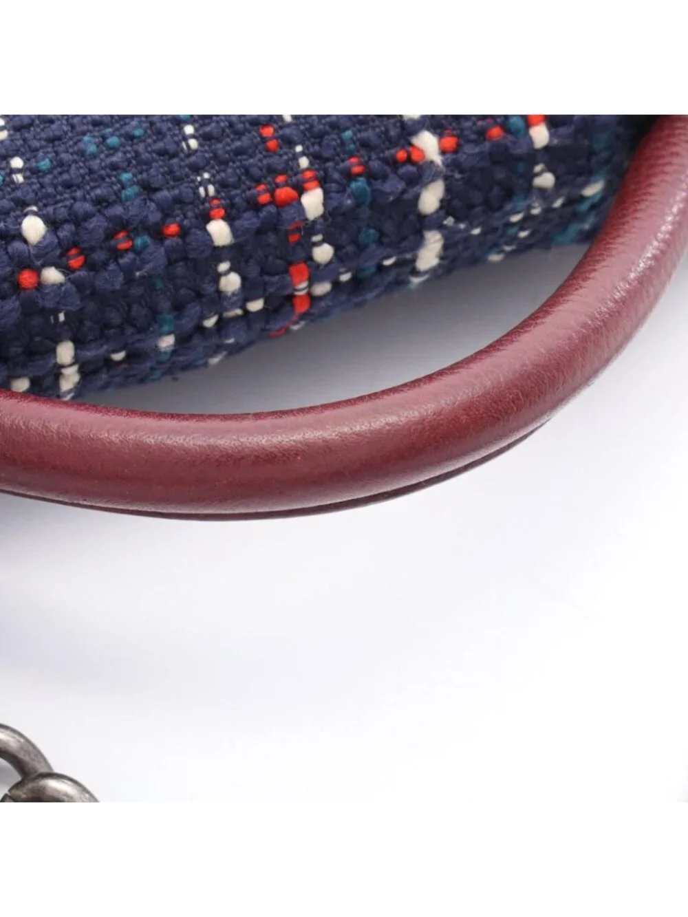 Chanel Shoulder Bag Air Line Navy Wine Red Fabric Leather Air 2-Way